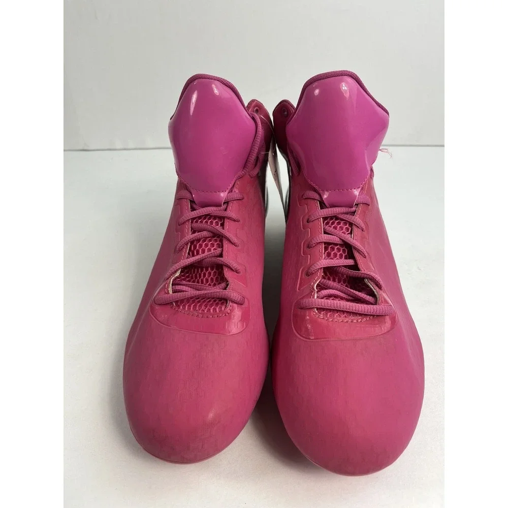 ADIDAS Men's Size 13 Adizero 5 Star Mid Pink & Silver Football Cleats